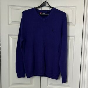 Chaps Men's V-Neck Sweater in Purple